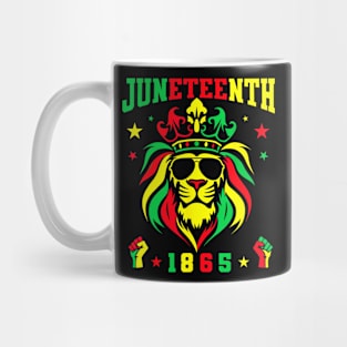 Juneteenth 1865 Cool Lion Sunglasses Black King Men Boys Mug